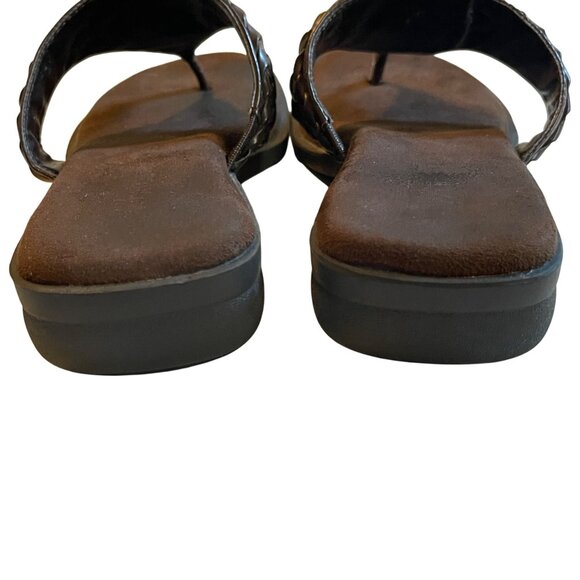 White Mountain Womens Size 6 Bentley Brown Braided Toe Post Sandals - Picture 2 of 7